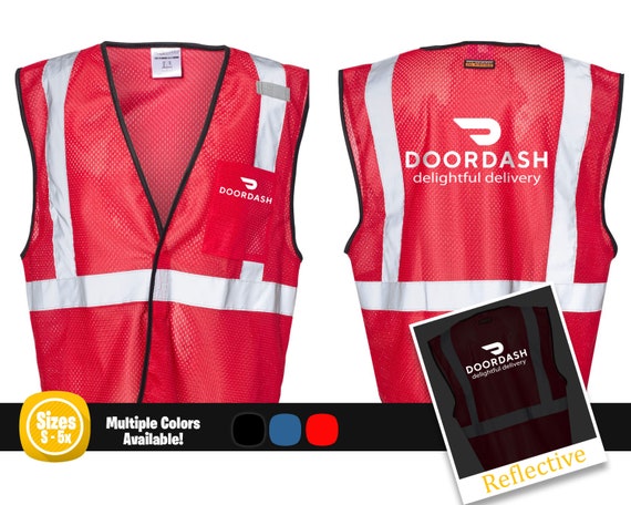 Doordash Delivery Driver Safety Vest Reflective Back And Front Logo Be Seen Day Night