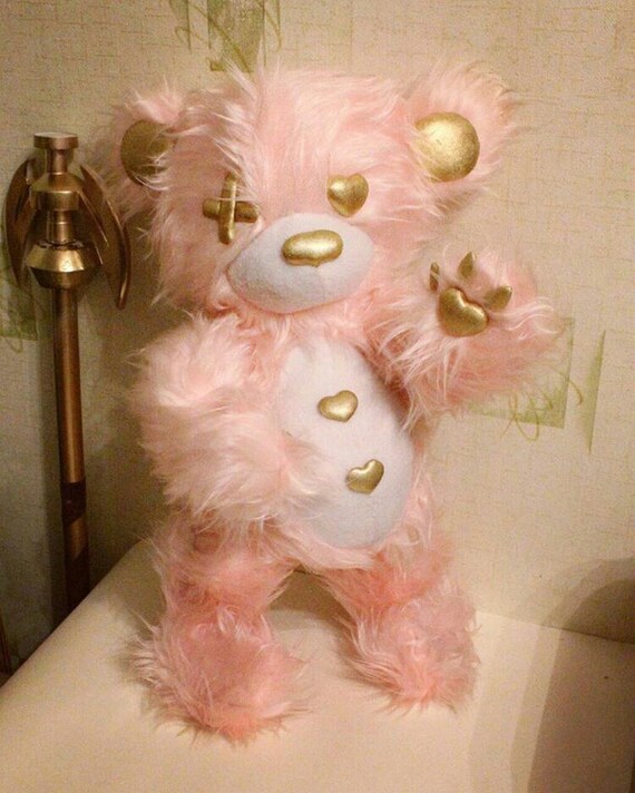 pink fluffy teddy bear