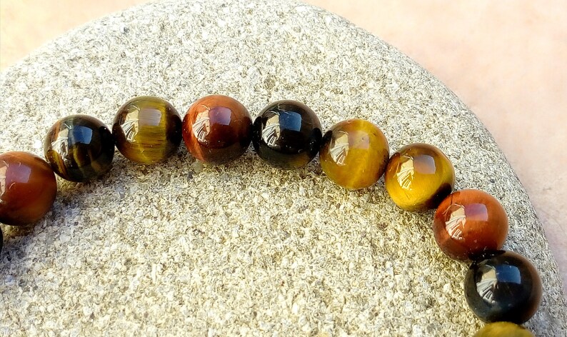 Force bracelet, multicolored tiger eye, bronze Buddha bead image 7