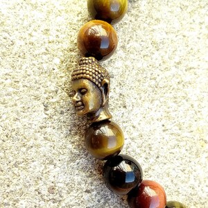 Force bracelet, multicolored tiger eye, bronze Buddha bead image 6