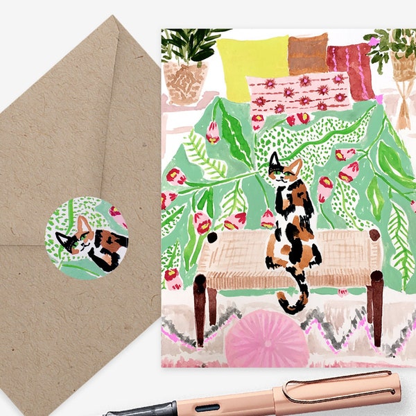 letter writing paper australia Calico Cat Notecard Set with Sticker