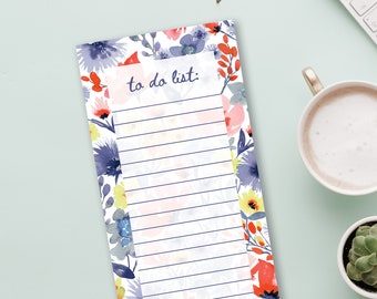 Bloc-notes floral, bloc-notes de tâches avec des fleurs à l'aquarelle, liste de courses magnétique, cadeau pour enseignant