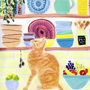 Ginger Cat in Kitchen Notecard Set