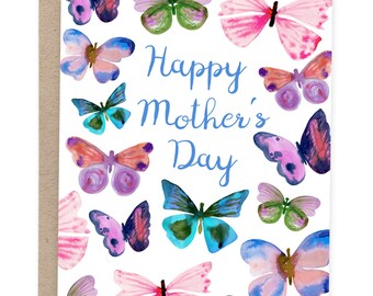 Happy Mother's Day Card, Mom Card with Butterflies, Pretty Mothers Day Card, Butterfly Card with Personal Greeting