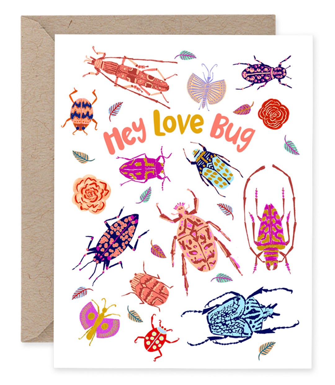 Painted Beetles and Bugs Anniversary Card, Hey Love Bug - Etsy
