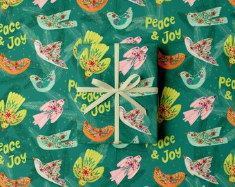 Fogli di carta da regalo con uccelli della pace