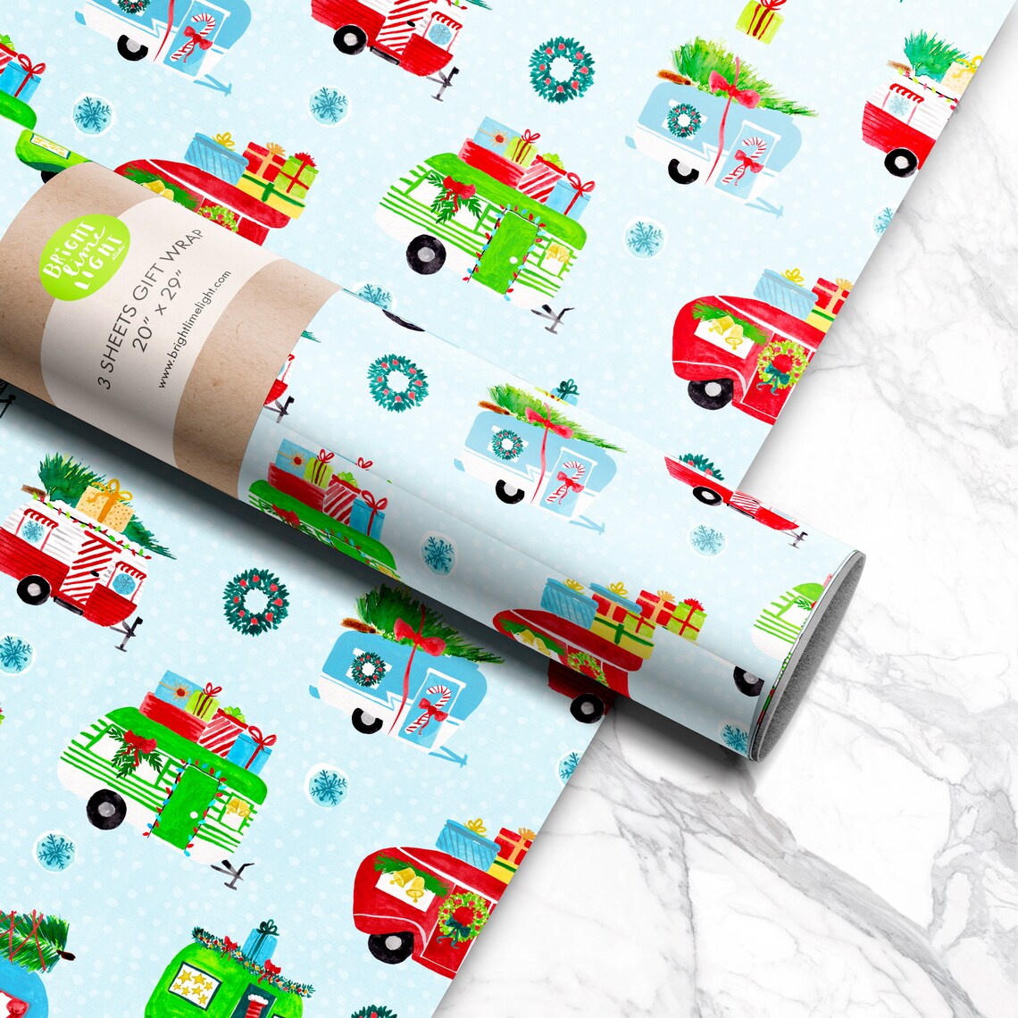 RV Christmas Campers Wrapping Paper Set of 3 5 or 8 Sheets Etsy