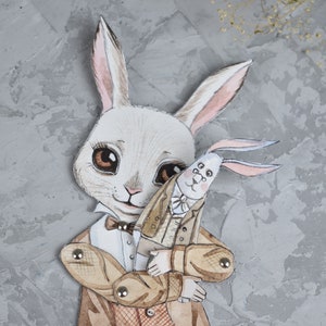 Teddy bunny Rabbit, bambola di carta, giocattoli di carta, artigianato di carta, bambole di carta digitali, stampe digitali, download istantaneo, bambola di carta art deco