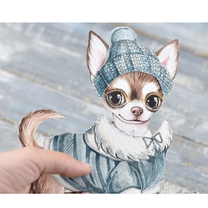 Chihuahua Papier Puppe Welpe Digitaldruck Mädchen Download Sofortiger Hund Tiere Bewegliche Puppe