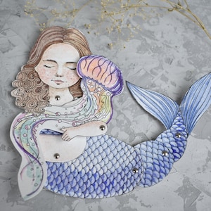What to do at home, Mermaid cat print, Coloring cat, paper dolls download, digital prints, instant download