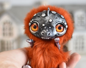 Dinossauro Ooak Brinquedo Pelúcia Fantasia Boneca Criatura Animal Arte Boneca Colecionável SaponyukArtDolls
