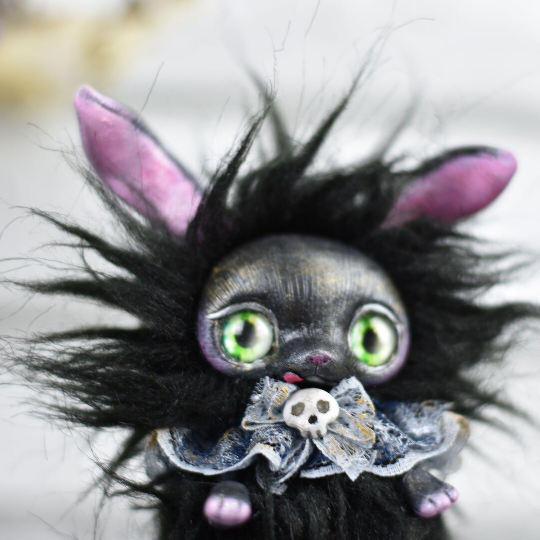 Bunny Ooak Toys Gothic Plush Black Rabbit Toy Halloween Art Doll Cute ...