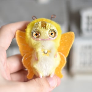 Moth Ooak Toy Miniature Fantasy Plush Bug Collectible Sculpture Art Doll Little Toys Farfalla SaponyukArtDolls