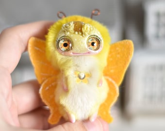 Moth Ooak Toy Miniature Fantasy  Plush Bug Collectible Sculpture Art Doll  Little Toys Butterfly SaponyukArtDolls
