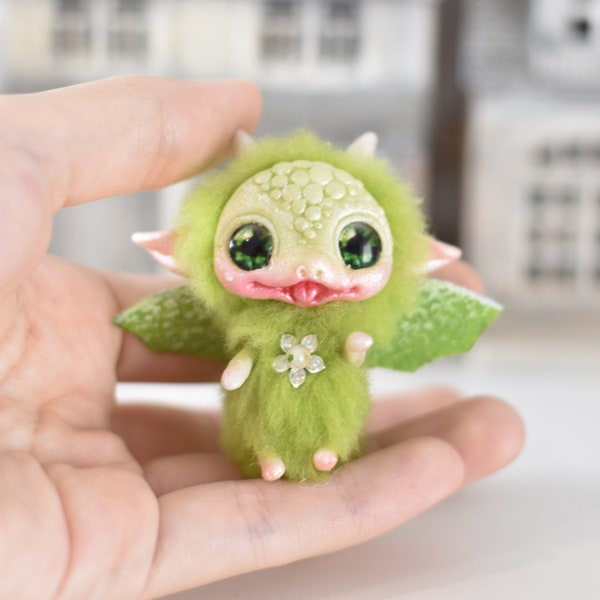 Dragon Ooak Toy Miniature Plush Fantasy Doll Creature Animal Art Doll Collectible SaponyukArtDolls