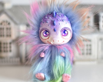 Dinossauro Ooak Brinquedo Pelúcia Fantasia Boneca Criatura Animal Arte Boneca Colecionável SaponyukArtDolls