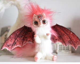 Dragon Ooak Toy Red Flexible Body Plush Fantasy Doll Creature Animal Art Doll Collectible SaponyukArtDolls