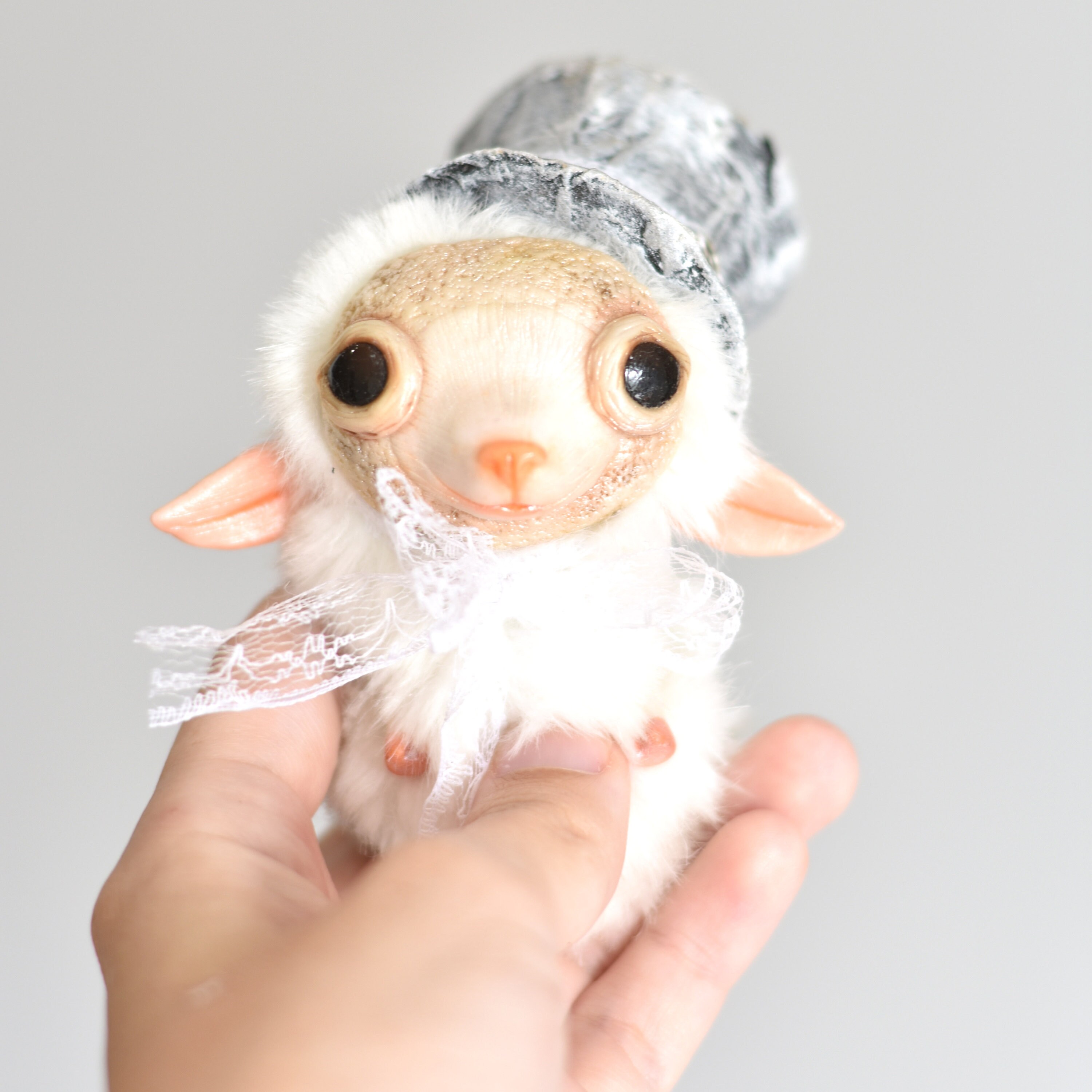 Sheep Ooak Toy Plush Fantasy Doll Small Creature Ram Animal  Art Doll Collectible SaponyukArtDolls