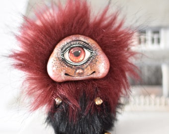Monster Ooak Toys Cyclop - Peluche gótico de calavera negra, muñeco de arte de Halloween, muñeco de terror monstruo lindo, SaponyukArtDolls