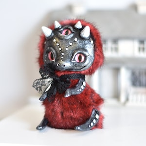 Monster Ooak Toys Gothic Plush Black Skull Toy Halloween Art Doll Cute Monster Horror Doll  SaponyukArtDolls
