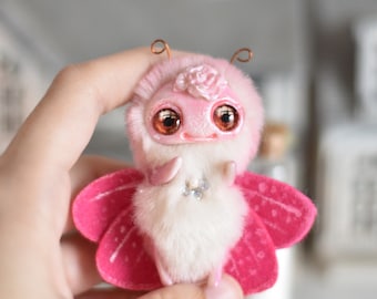 Moth Ooak Toy Miniature Fantasy  Plush Bug Collectible Sculpture Art Doll  Little Toys Butterfly SaponyukArtDolls