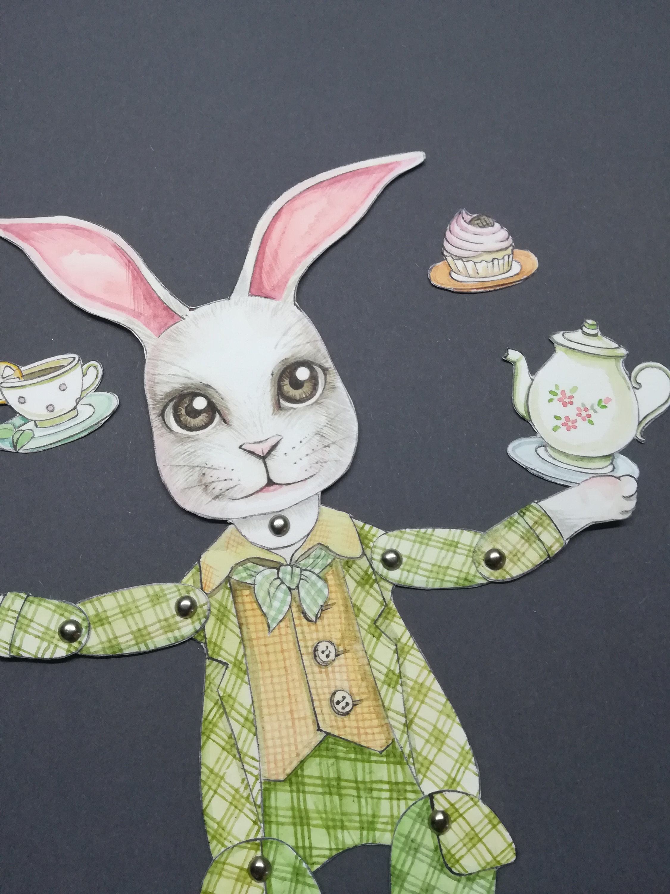 paper doll instant download paper dolls digital paper toys digital prints paper crafts art deco paper doll Teddy bunny Rabbit