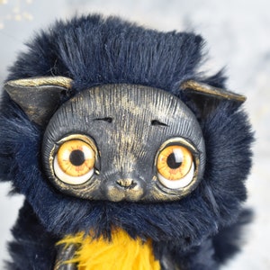 Gato preto ART, brinquedo de gato de fantasia, pelúcia de gatinho, gato colecionável, escultura de gato, gatinho de brinquedo, gatinho fofo de brinquedo, brinquedo de pelúcia de gato