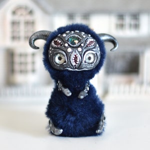 Monster Ooak Toys Gothic Plush Black Skull Toy Halloween Art Doll Cute Monster Horror Doll  SaponyukArtDolls