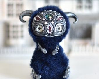 Monster Ooak Toys Gothic Plush Black Skull Toy Halloween Art Doll Cute Monster Horror Doll SaponyukArtDolls
