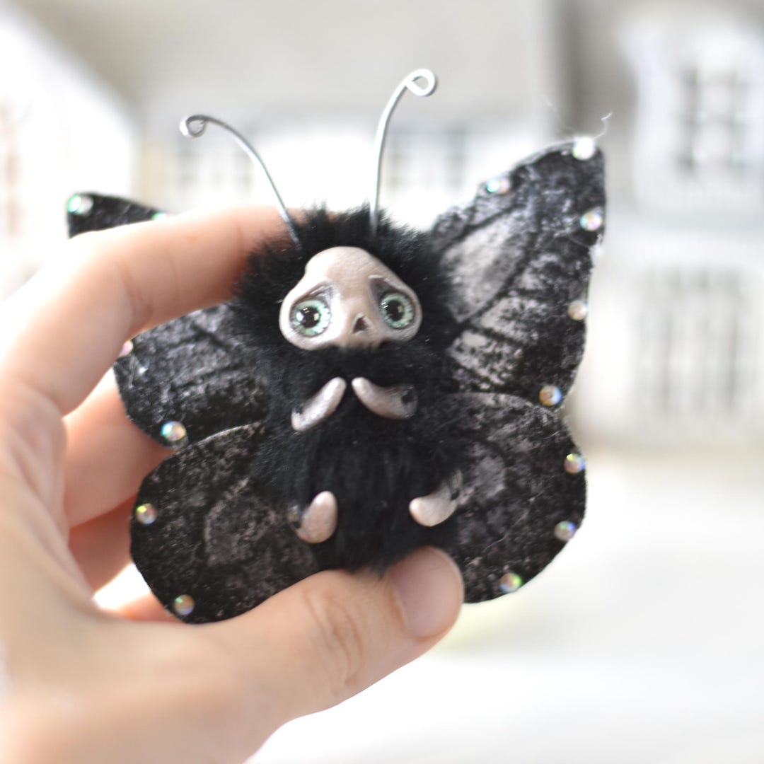 Dead Head Moth Ooak Toy Miniature Gothic Toy Plush Bug Collectible ...