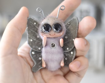 Butterfly Ooak Toy Miniature Moth Fantasy  Plush Bug Collectible Sculpture Art Doll  Little Toys Butterfly SaponyukArtDolls