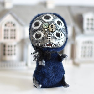 Monster Ooak Toys Gothic Plush Black Skull Toy Halloween Art Doll Cute Monster Horror Doll  SaponyukArtDolls