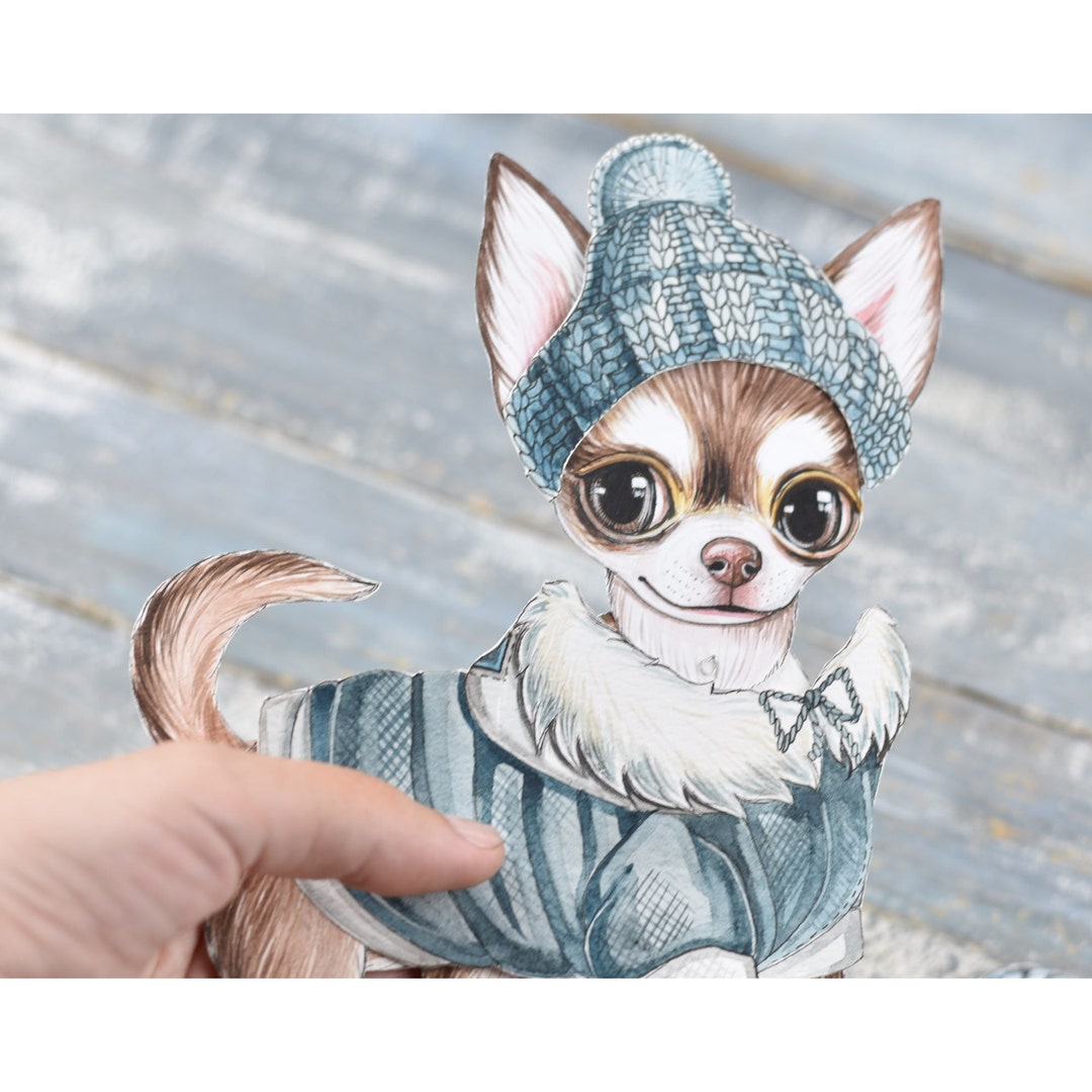 Chihuahua Paper Doll Puppy Digital Print Girl Download Instant Dog ...