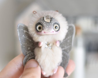 Moth Ooak Toy Miniature Dead Head Gothic Toy Plush Bug Collectible Sculpture Art Doll Little Toys SaponyukArtDolls