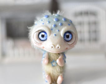 Miniatura de Dinossauro de Pelúcia, Criatura Fantástica, Animal, Escultura Exclusiva, SaponyukArtDolls
