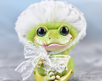 Frog Plush Mushroom Ooak Toy Fantasy Creature Art Doll Plush Magical Frog Sculpture Wild Forest SaponyukArtDolls