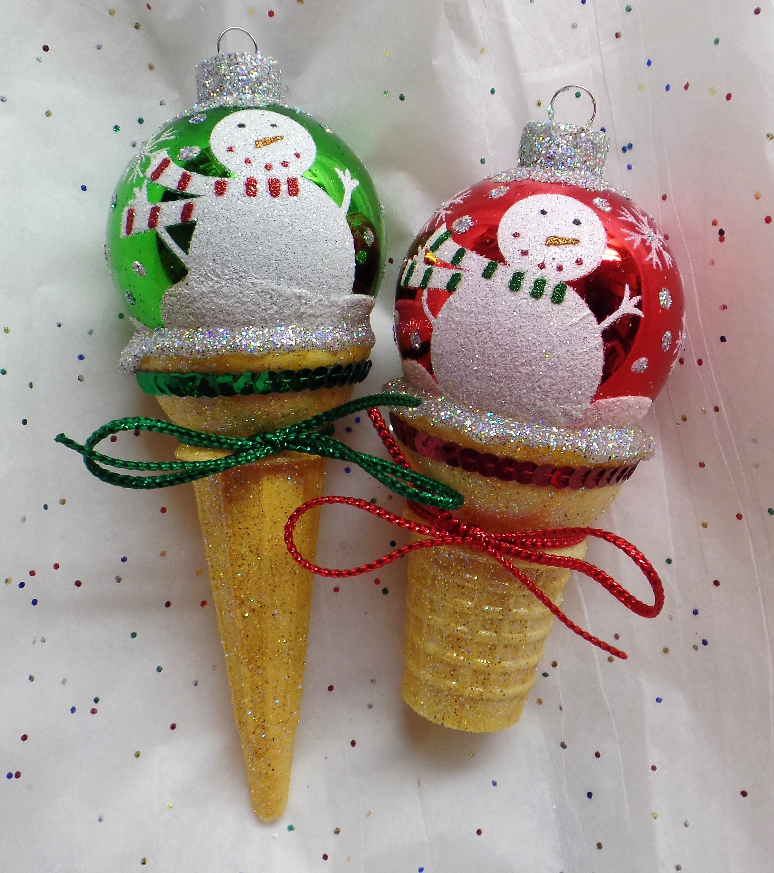 SNOWMEN & SANTA FACES. Snowman Ice Cream Cone Ornament. Santa Etsy