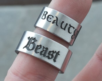 Conjunto de anillos de parejas - Plata - Anillos de parejas - Bestia de la Bella