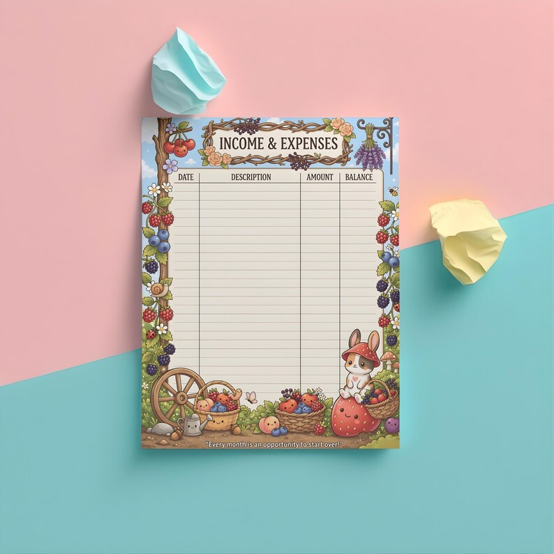 Kawaii Bunny Budget Tracker Printable, Income Expense Log Planner ...