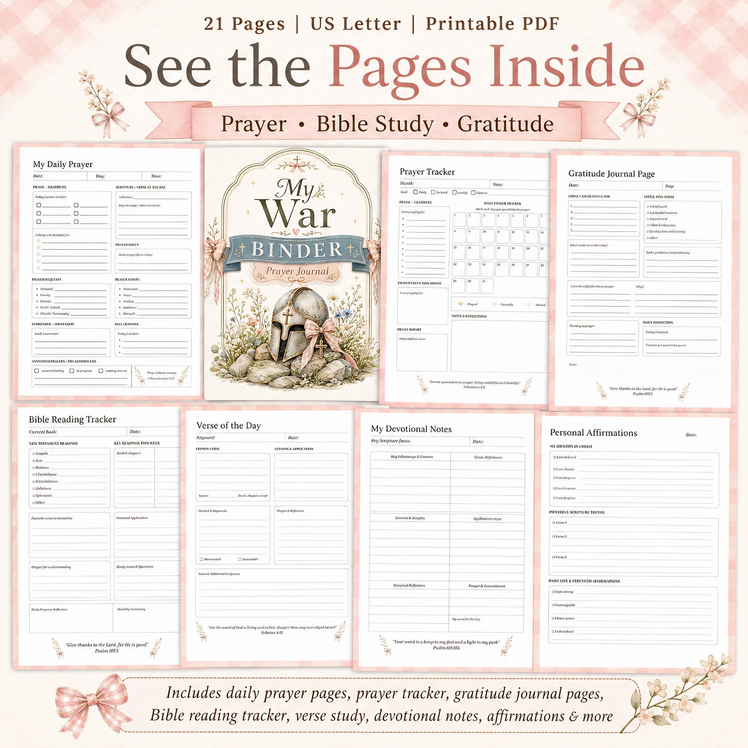 War Binder Starter Kit Prayer Journal PDF Bible Study Planner Printable ...