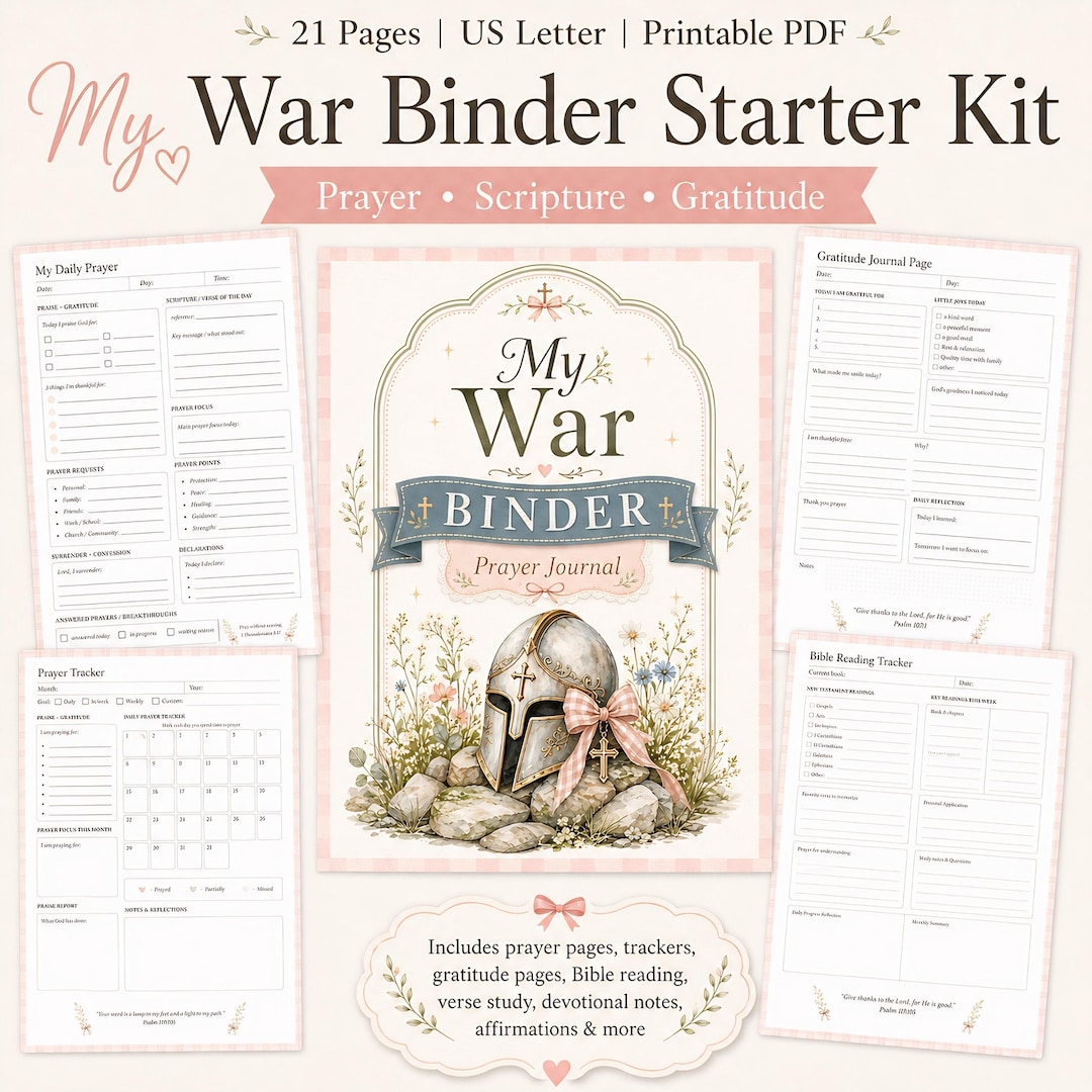 War Binder Starter Kit Prayer Journal PDF Bible Study Planner Printable ...