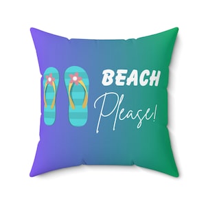 Beach Vibes Decorative Pillow, Summer Decor, Flip Flop Accent Cushion, Beach Please