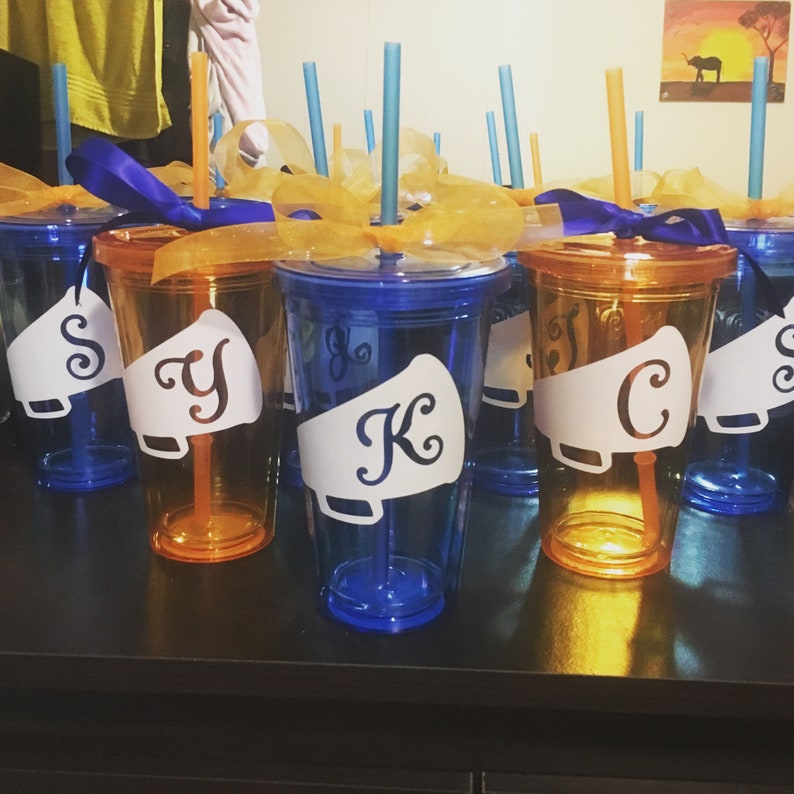 Cheerleading Tumbler with Personalized Megaphone Monogram Etsy