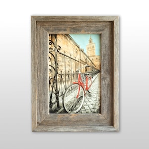 The Red Bicycle -  7x10" framed photo of a bike next to the Basilica of Saint Servatius in downtown Maastricht, the Netherlands