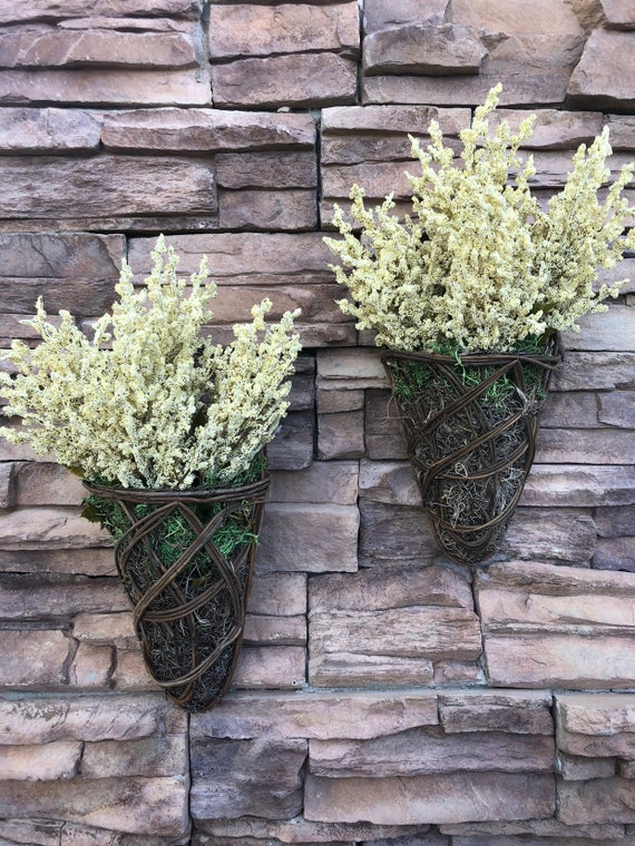 Two Cream Flower Front Door Decor Spring Front Porch Etsy