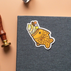 Kawaii Taiyaki Fish Icecream Sticker | Japanese Desserts Vinyl Waterproof Laptop Sticker
