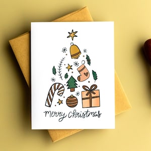 Merry Christmas Card | Handmade Holiday Card | Christmas Tree Card | Personalized Holiday Card