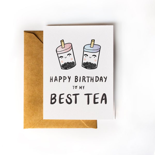 Best Friend Birthday Card, BFF Card, Boba Birthday Card, Personalized Best Friend Birthday Card, Your My Best Tea