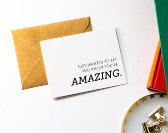 You’re Amazing Greeting Card, Thank You Card, Thinking of You Card, Personalized Inside Message