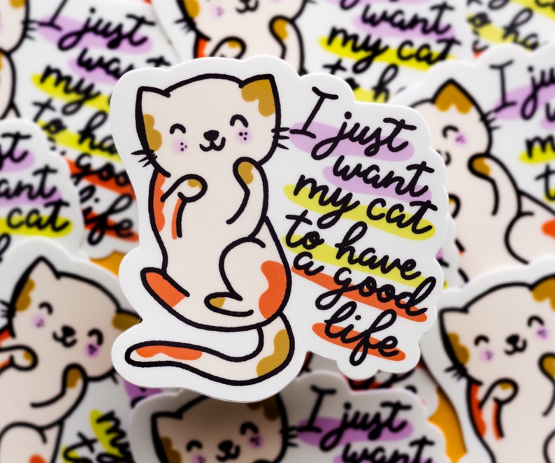 Cat Lover Sticker: Waterproof Vinyl Decal for Laptop, Water Bottle - Etsy